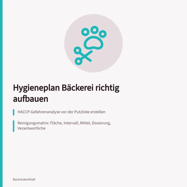 Hygieneplan Bäckerei mit Reinigungsmatrix und Dokumentation aufbauen. Hygieneplan Bäckerei: Reinigungsmatrix und Dokumentation aufbauen