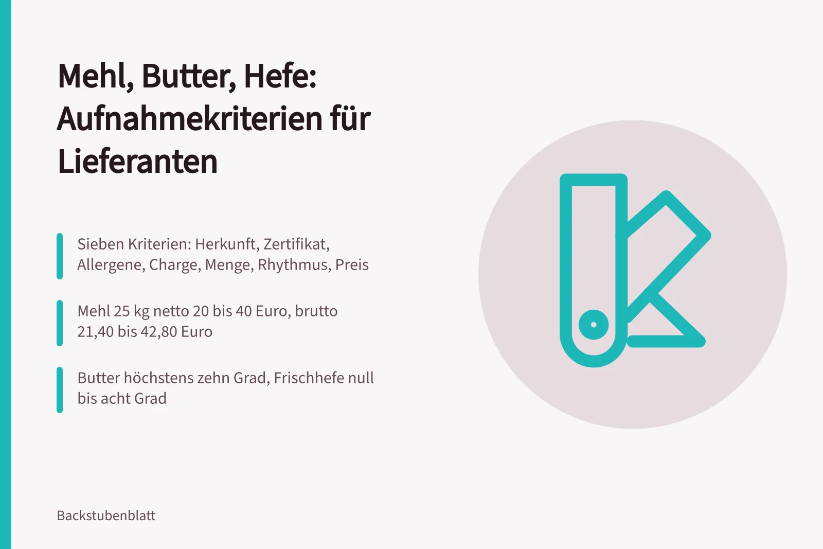 Kriterien und Preise für Mehl-, Butter- und Hefelieferanten in Bäckereien