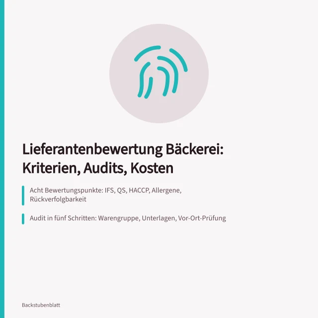 Lieferantenbewertung Bäckerei mit Checkliste für Audits und Nachweise. Lieferantenbewertung Bäckerei mit Checkliste für Audits und Nachweise