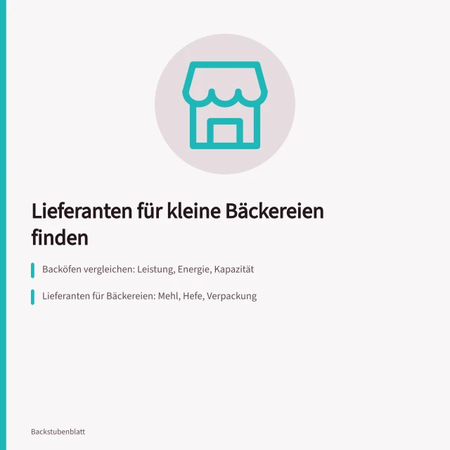 Karte: Lieferanten für kleine Bäckereien finden. Welche Lieferanten brauchen kleine Bäckereibetriebe?