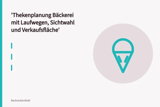 Bäckerei-Verkaufstheke mit Sichtwahl, Bediengang und breitem Hauptgang. Thekenplanung Bäckerei mit Laufwegen, Sichtwahl und Verkaufsfläche