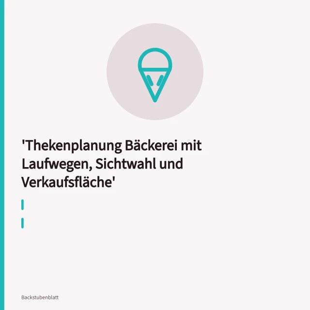 Bäckerei-Verkaufstheke mit Sichtwahl, Bediengang und breitem Hauptgang. Thekenplanung Bäckerei mit Laufwegen, Sichtwahl und Verkaufsfläche