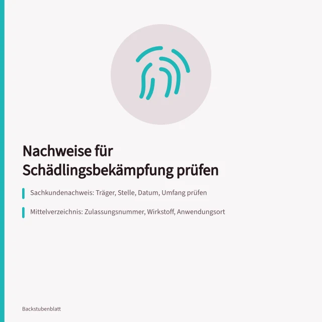 Karte zu sieben Nachweisen für Schädlingsbekämpfer in Bäckereien. Welche Nachweise sollte ein Schädlingsbekämpfer für die Bäckerei vorlegen?