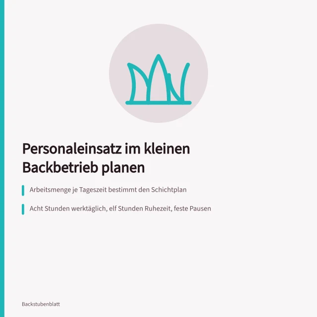 Schichtplan für Backstube und Verkauf im kleinen Backbetrieb. Wie plane ich den Personaleinsatz in einem kleinen Backbetrieb?